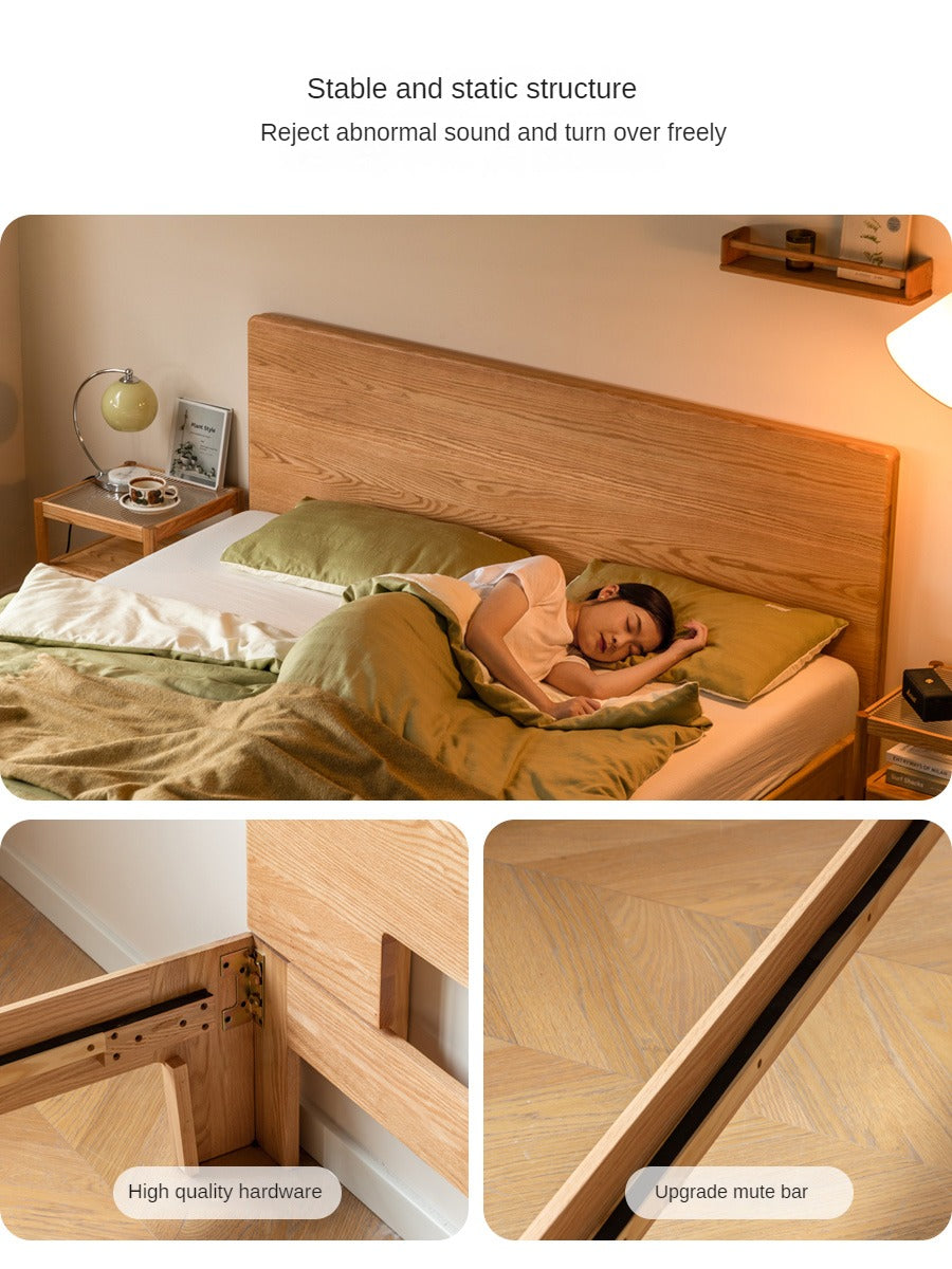 Oak Solid Wood Bed Thickened Headboard