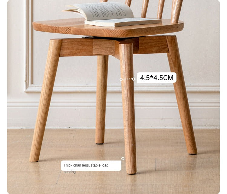 Oak Solid Wood Windsor Chair 360 Degree Rotation 4 Pcs Set