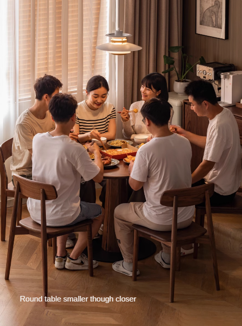 Sandalwood, Black Walnut Solid Wood Round Dining Table