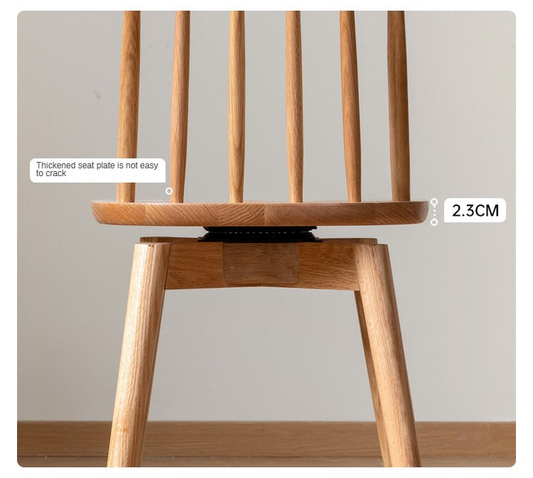 Oak Solid Wood Windsor Chair 360 Degree Rotation 4 Pcs Set