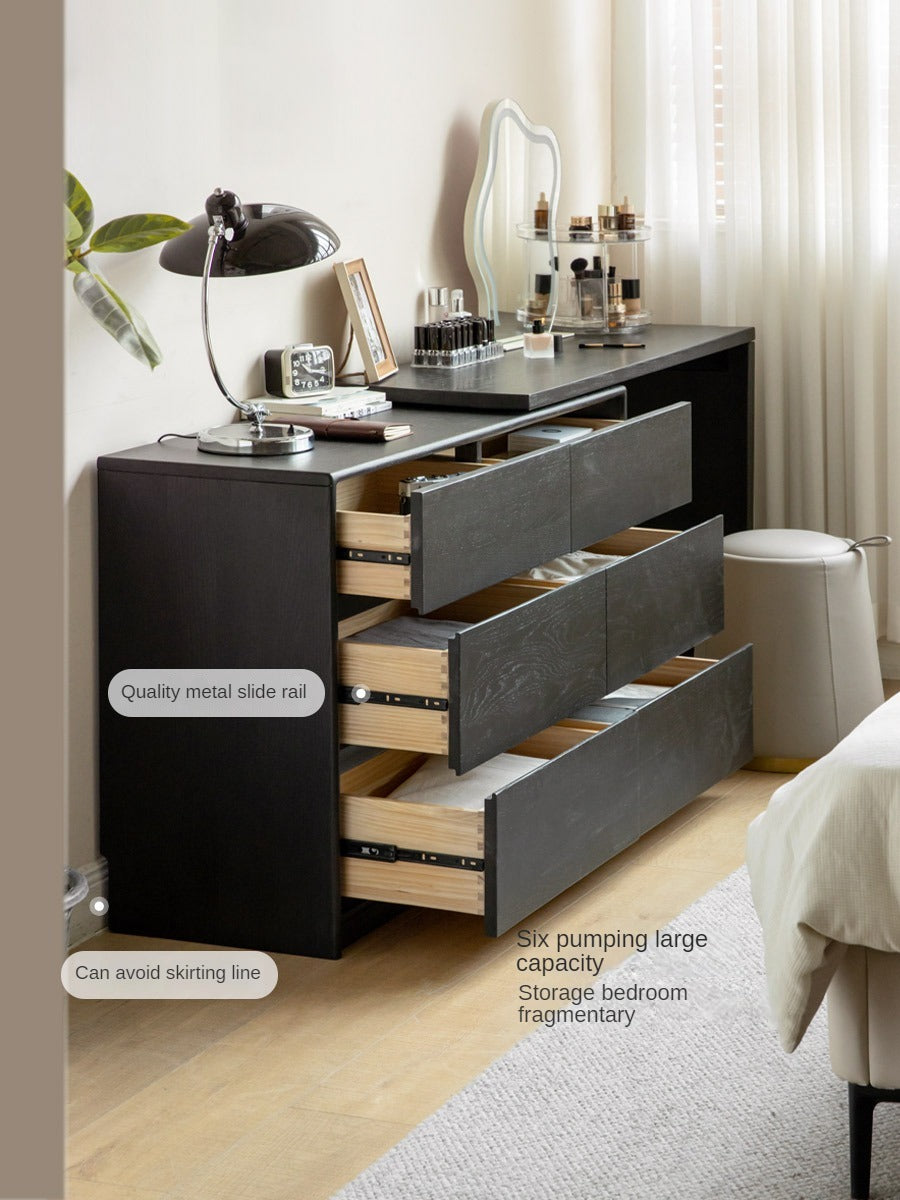 Oak Solid Wood Smoky Color Retro Dressing Table.