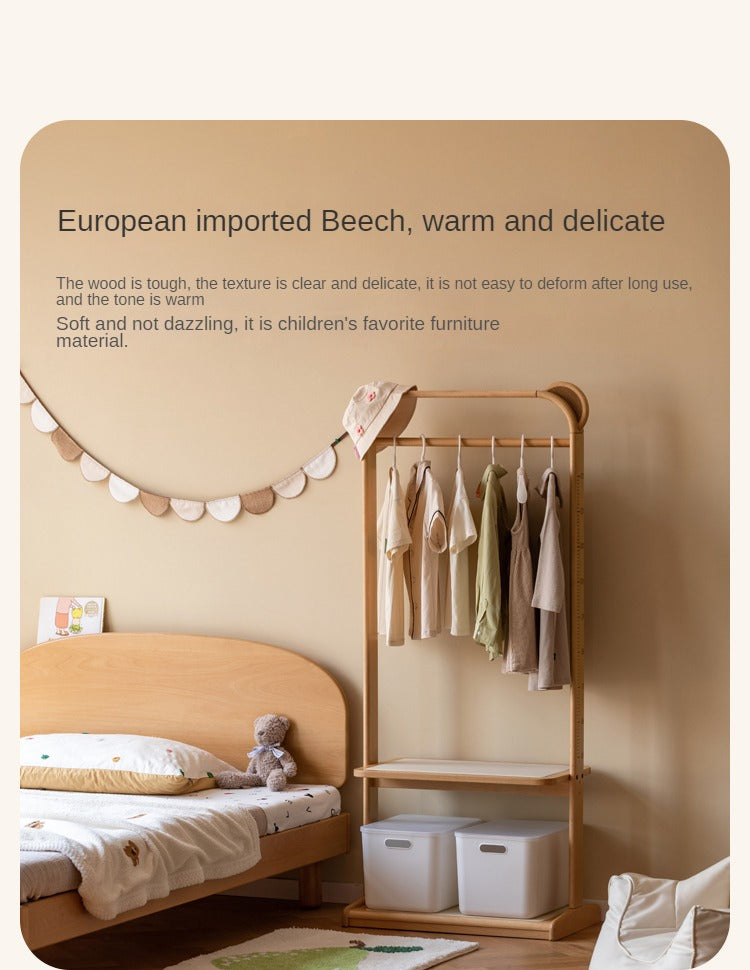 Beech Solid Wood Kids Coat Rack Floor Hanger