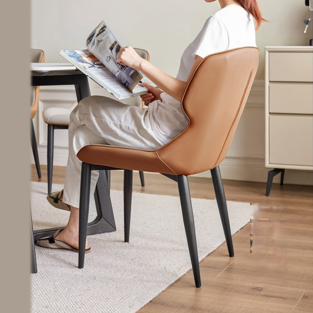 Organic Leather Soft Chair Set of 2