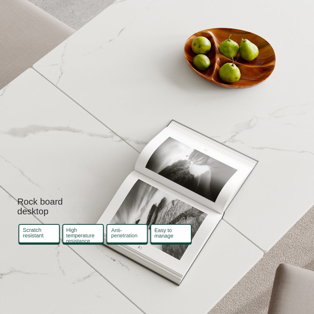 Oak Solid Wood walnut color Retractable Dining Table