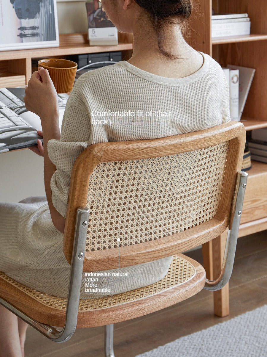 Oak Solid Wood Rattan Suspended Chair Set of 4pcs