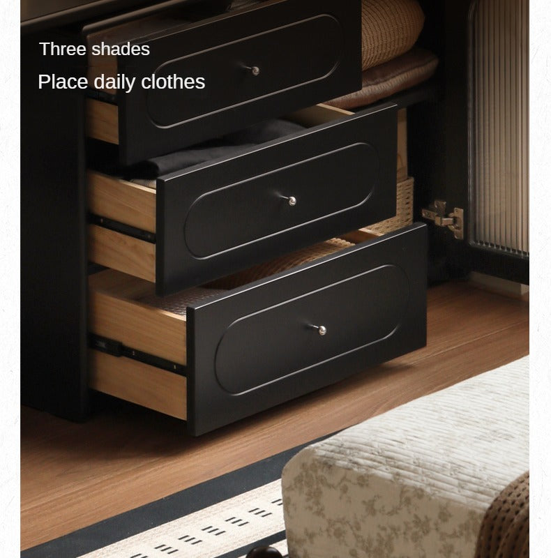 Poplar Solid Wood Retractable Dressing Table Retro Style.