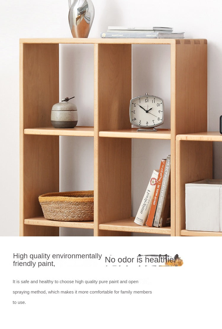Beech Solid Wood Bookshelf, Nordic Display Rack