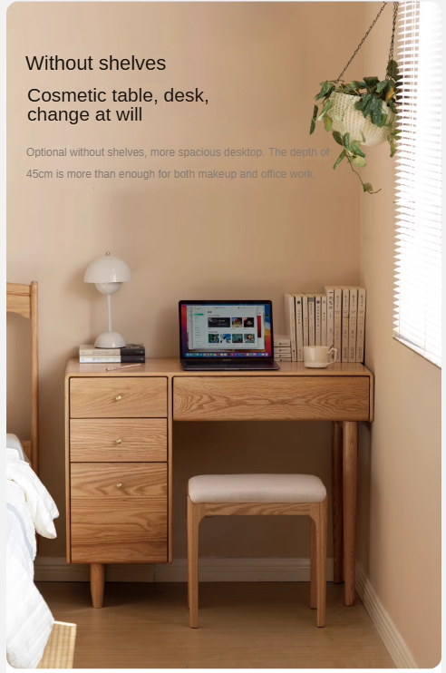 Oak Solid Wood Dressing Table Atmosphere With Lights.