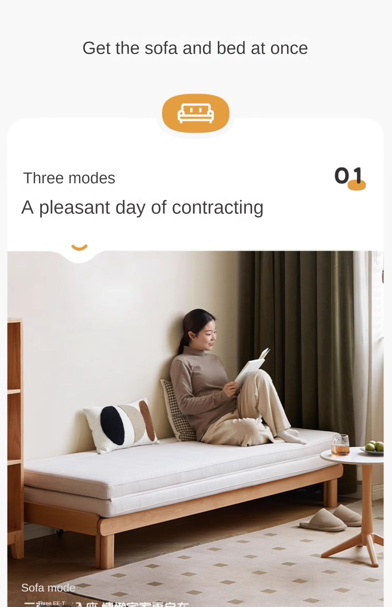 Beech Solid Wood European Folding Dual-use Double Sofa Bed.