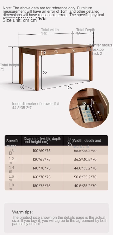 Black Walnut, Ash, Oak Solid Wood Modern Writing Desk