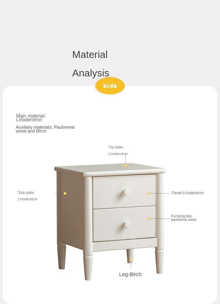 Poplar Solid Wood American White Kids Nightstand