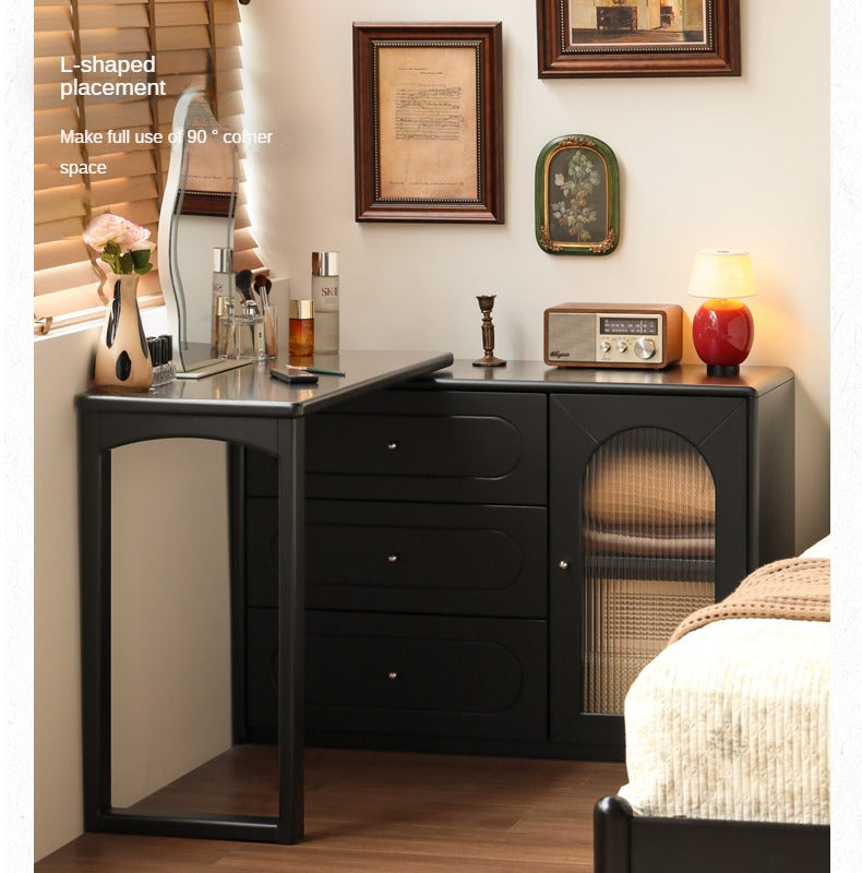 Solid RubberWood Retractable Vanity Table Retro Style.