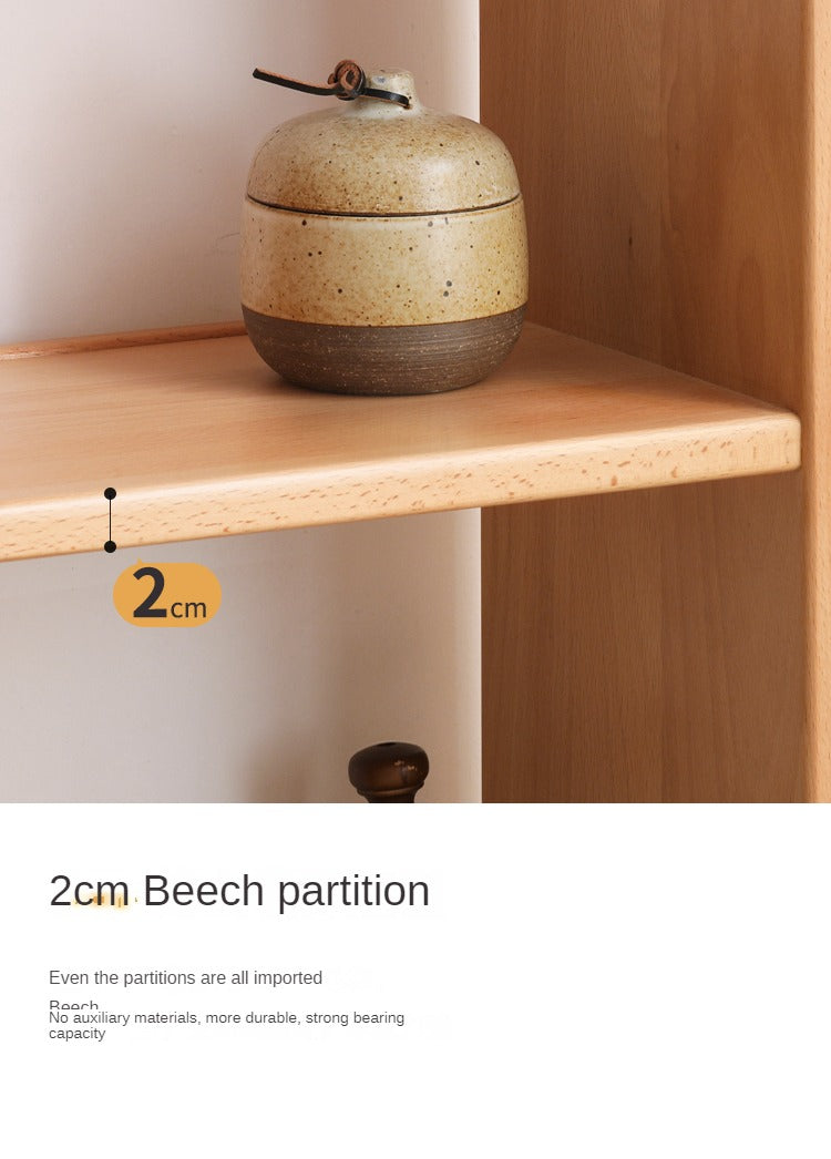 Beech Solid Wood Bookshelf, Nordic Display Rack