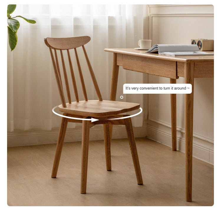 Oak Solid Wood Windsor Chair 360 Degree Rotation 4 Pcs Set