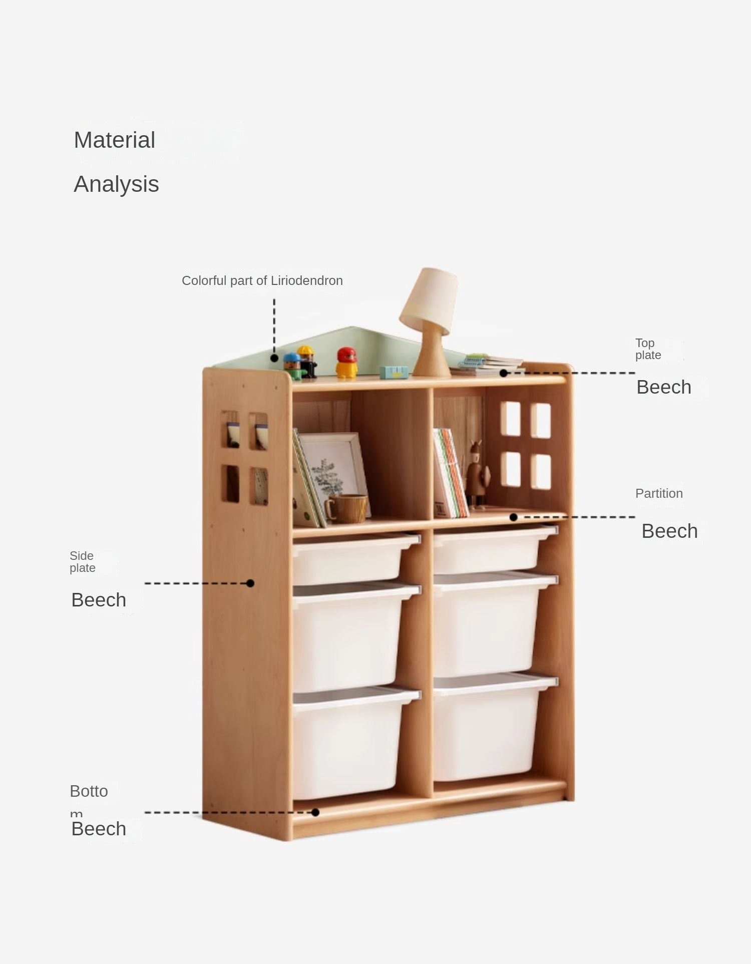 Beech Solid Wood Open Storage