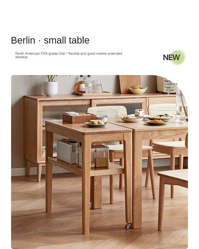 Oak Solid Wood Edge Table, Movable Small Table