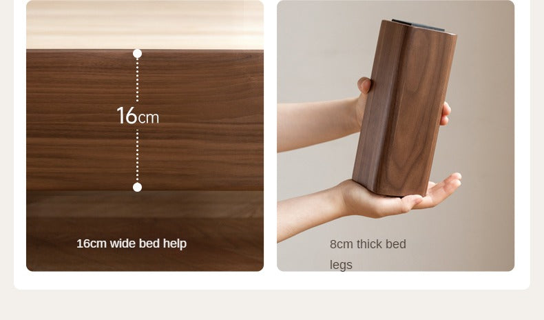North American Black walnut, Ash solid wood bed simple high head.