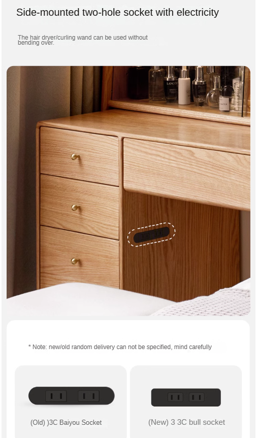 Oak Solid Wood Dressing Table Atmosphere With Lights.