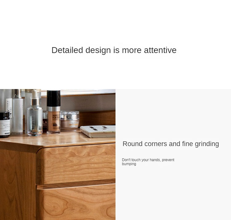 Cherry Solid Wood Vanity Table Nordic Makeup Mirror.