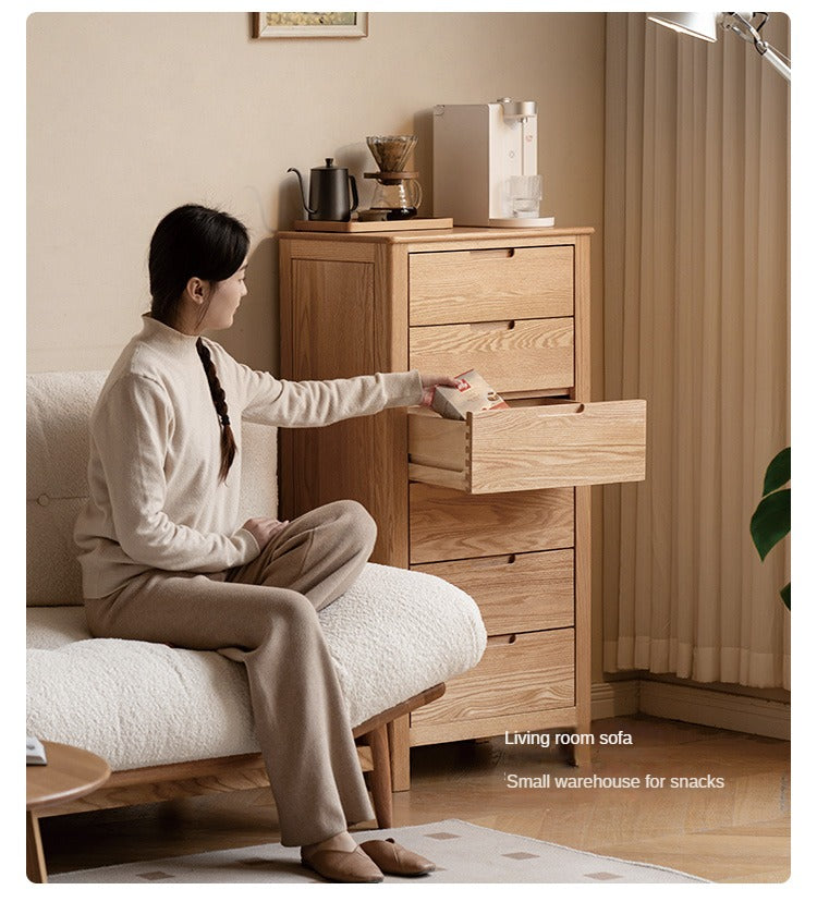 Oak Solid Wood, Solid Rubberwood Nordic Chest of Drawers
