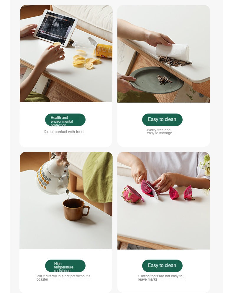 Oak Solid Wood Modern Rock Plate Coffee Table