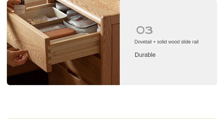 Oak Solid Wood, Solid Rubberwood Nordic Modern Nightstand.