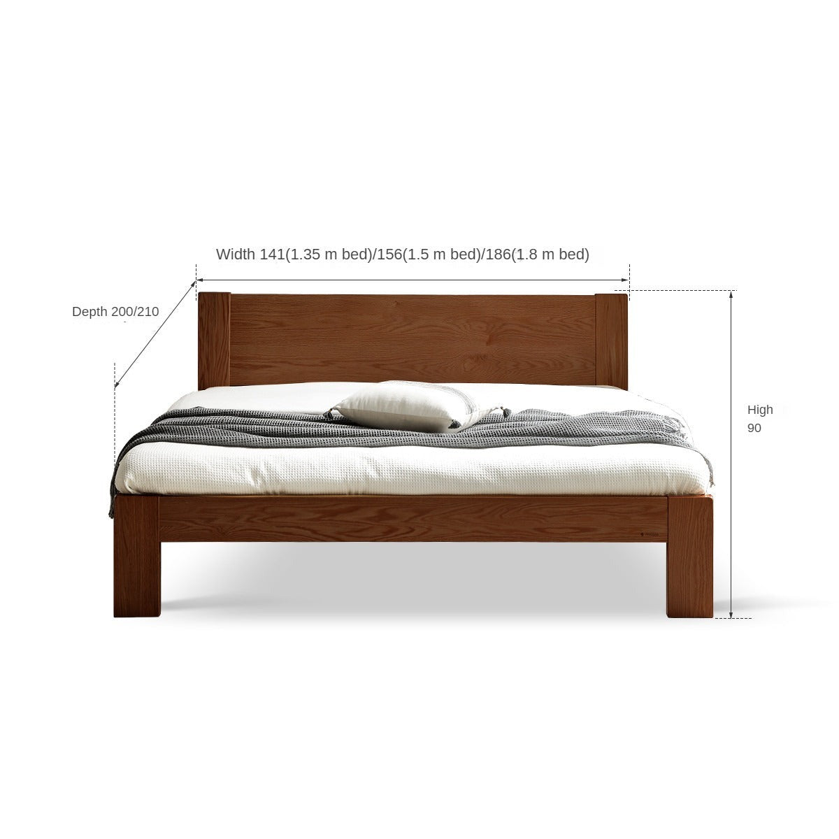 Oak, Rubberwood Solid Wood Bed - SPECIAL PRICE
