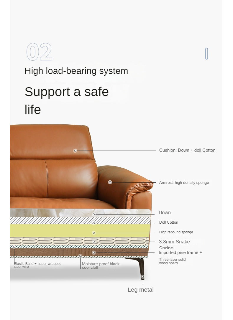 Genuine LeatherSofa, Light Luxury Top Layer Cowhide Italian Sofa.