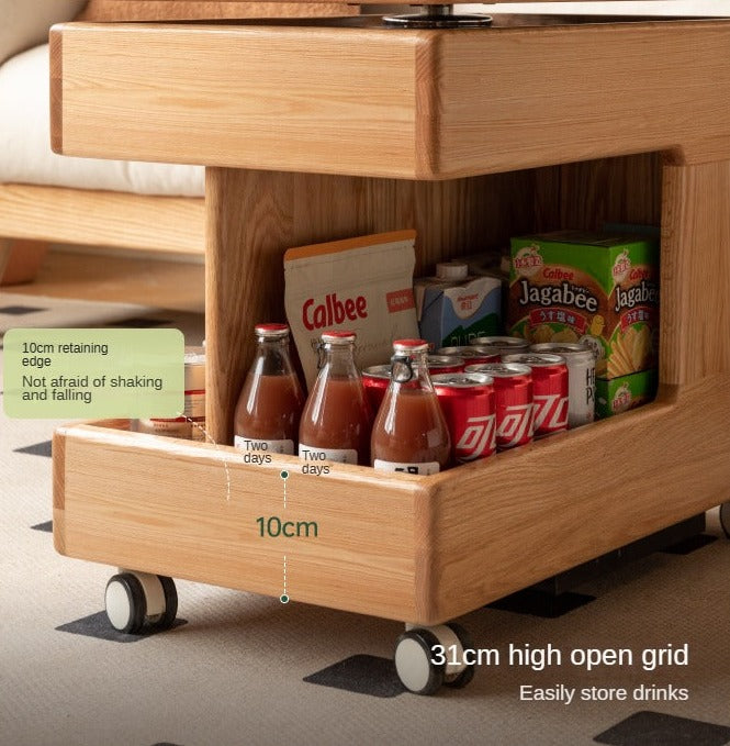 Oak, Cherry, Black Walnut, Ash Solid Wood Rotating Mobile Side Table