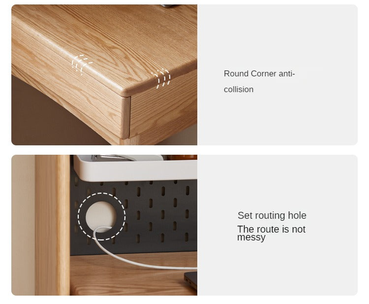 Oak Solid Wood Desk Bookshelf