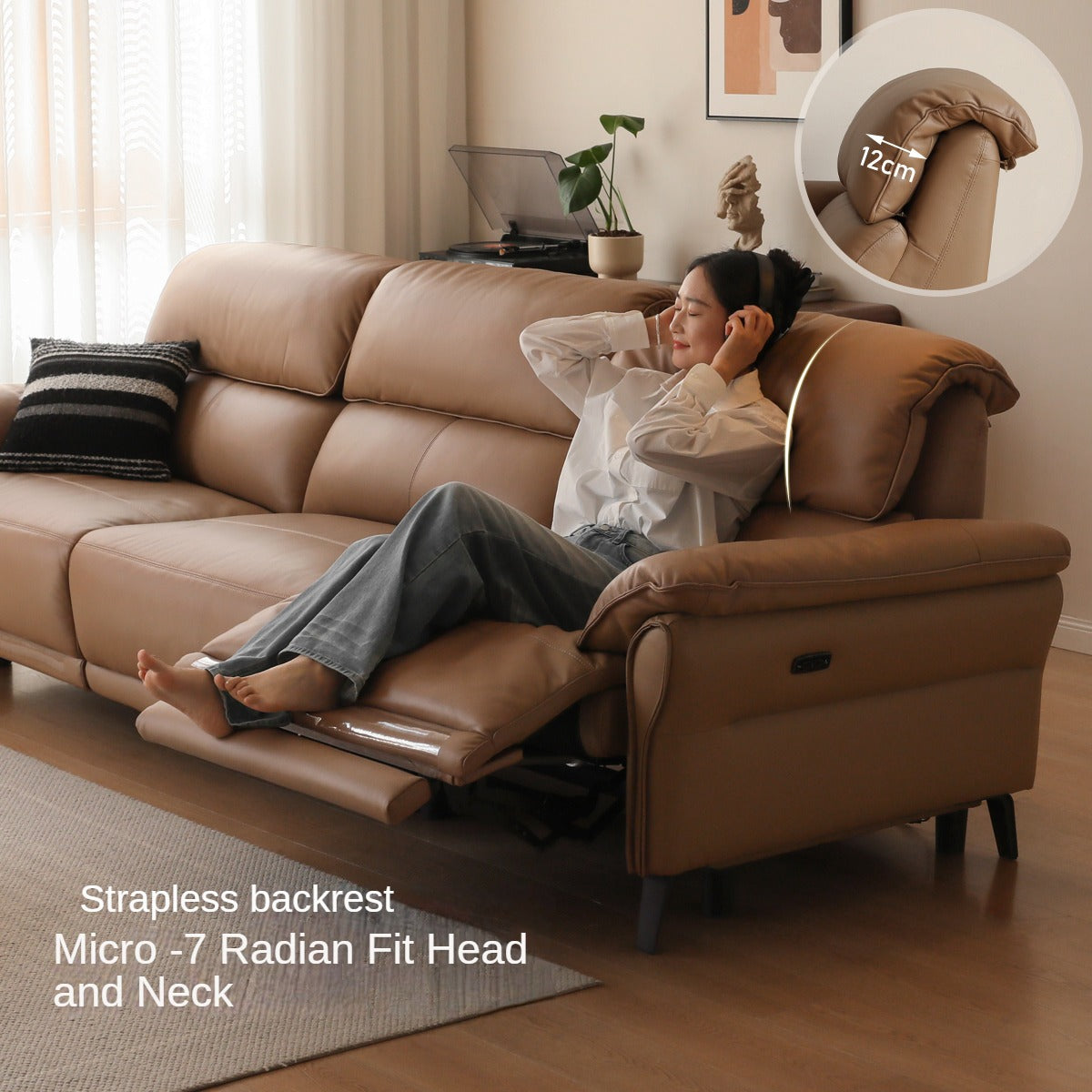 Leather Modern Simple Cowhide Down Sofa.