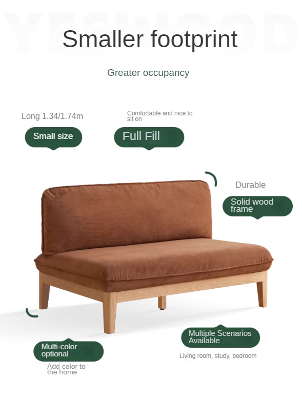 Oak Solid Wood Fabric Sofa.