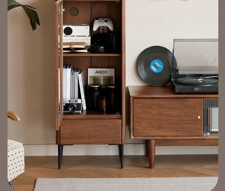 Black Walnut Solid Wood Rock Side Cabinet