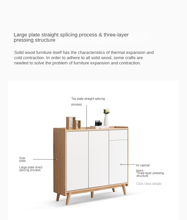Ash solid wood shoe cabinet"