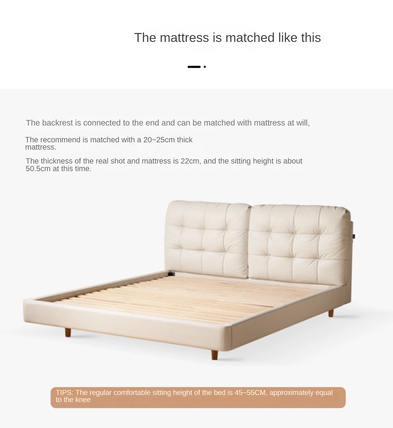First Layer Cowhide Cream Style Suspension Bed
