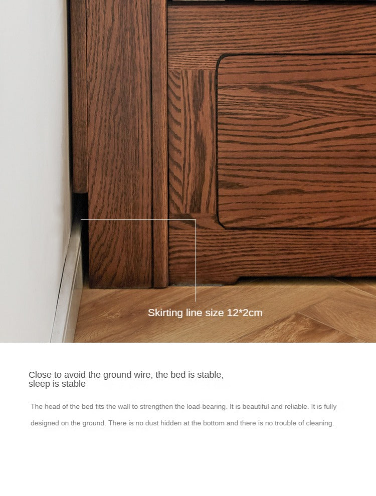 Oak Solid Wood Luminous Storage Box Bed