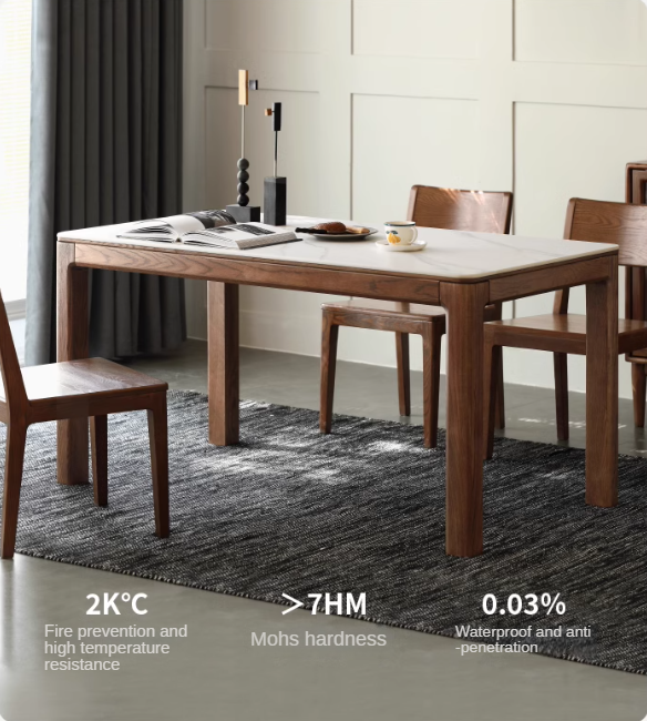 Ash Solid Wood Rock Plate Brown Dining Table