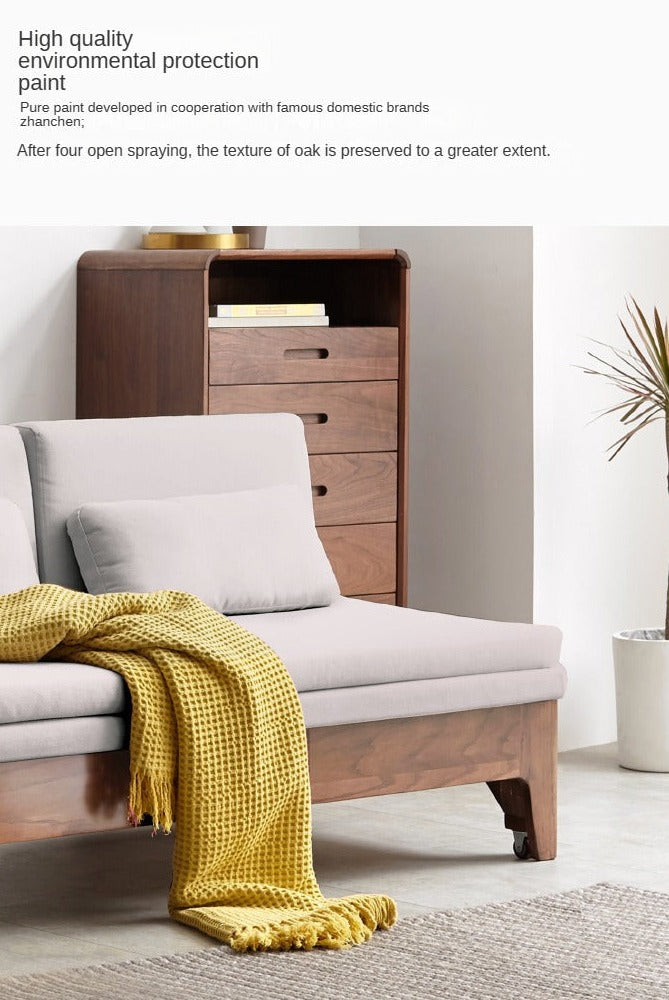 Oak Solid Wood Sofa Bed Dual-purpose Foldable Telescopic Bed