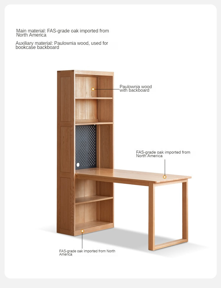 Oak Solid Wood Integrated Desk Cabinet