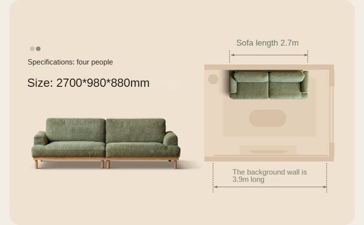 Ash Solid Wood Fabric Sofa Nordic Modern.