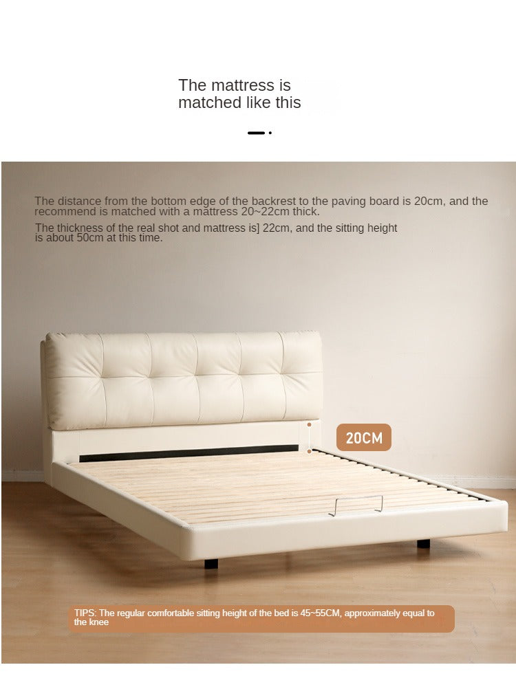 Genuine Leather Cream Suspended Bed