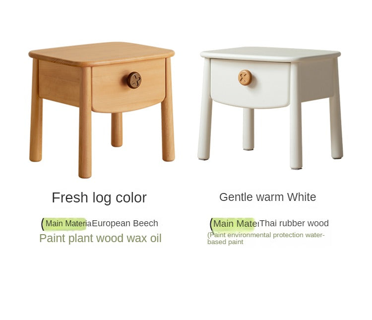 Beech, Rubber Solid Wood Modern Children's Nightstand
