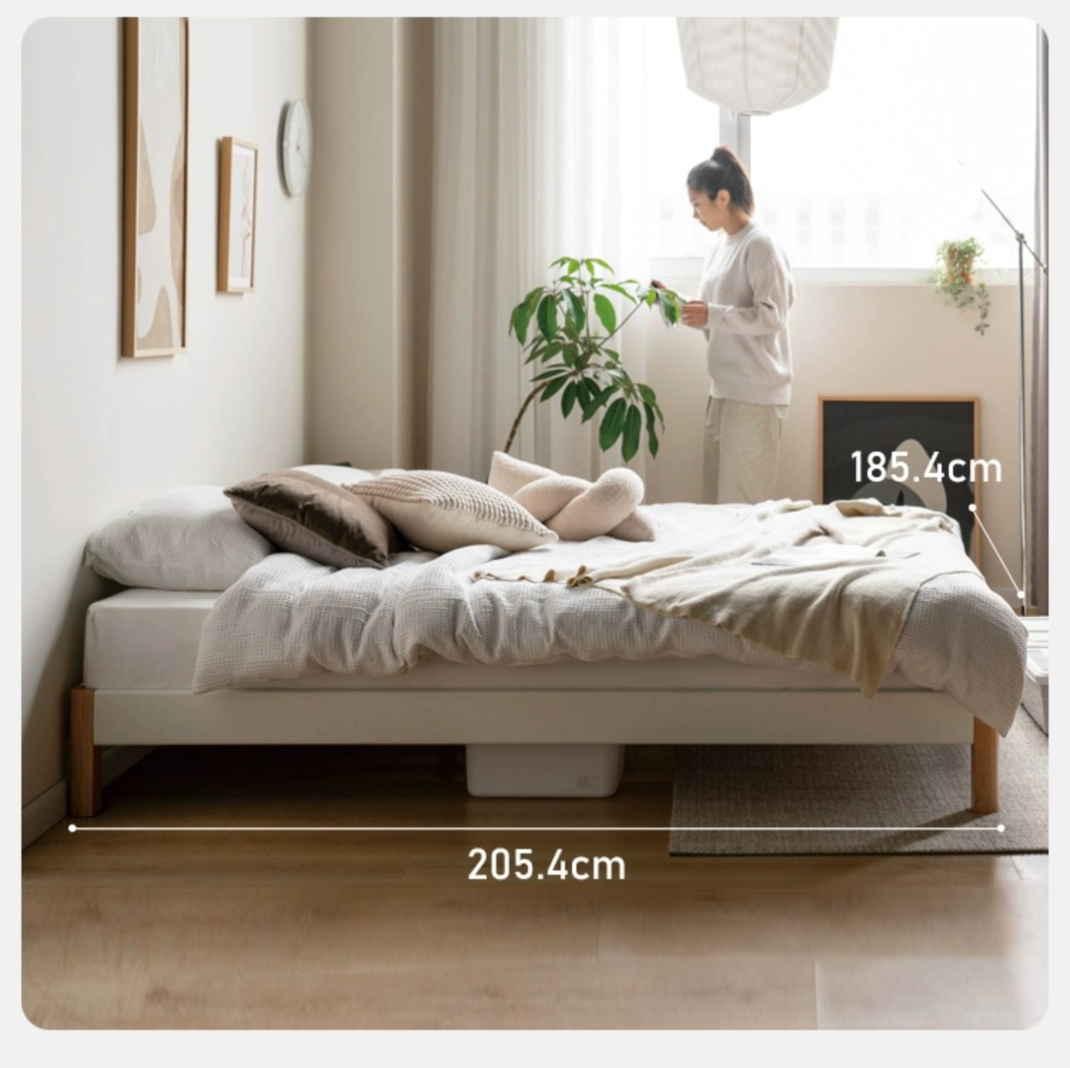 Poplar Solid Wood platform bed, headboard-free bed