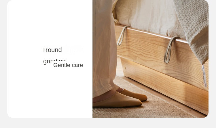Oak solid wood platform bed, headboard-free bed suspension bed.