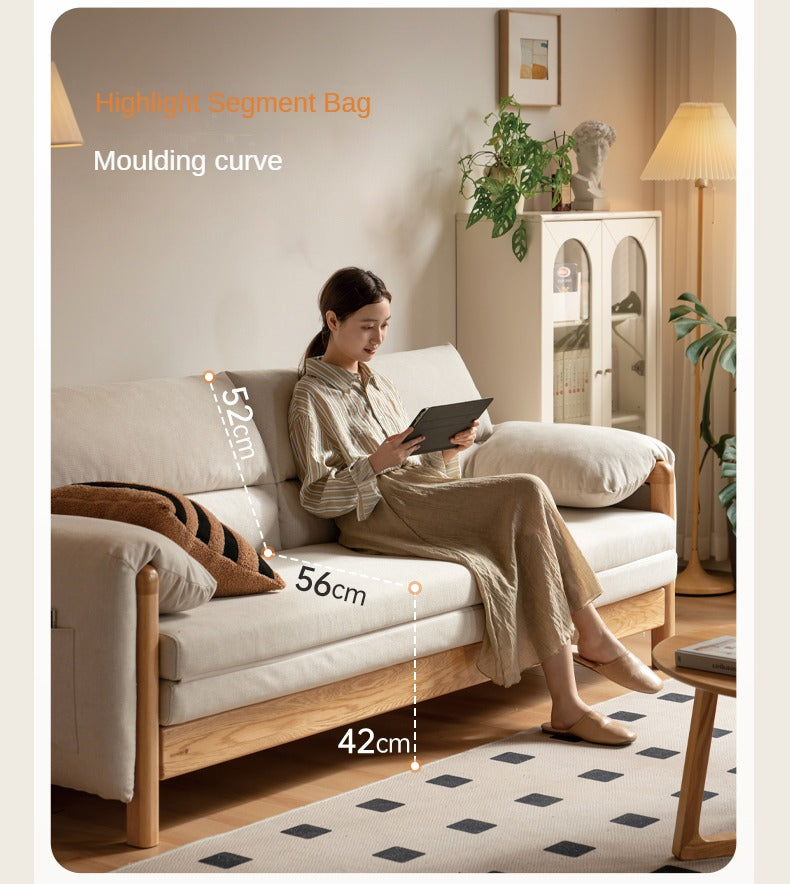 Oak Solid Wood Sitting and Sleeping Retractable Sofa Bed.