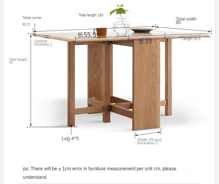 Oak Solid Wood Retractable Dining Table