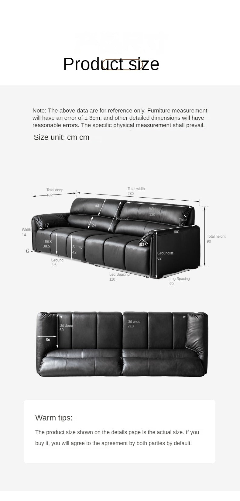 Leather First Layer Yellow Cowhide Piano Key Leather Sofa,