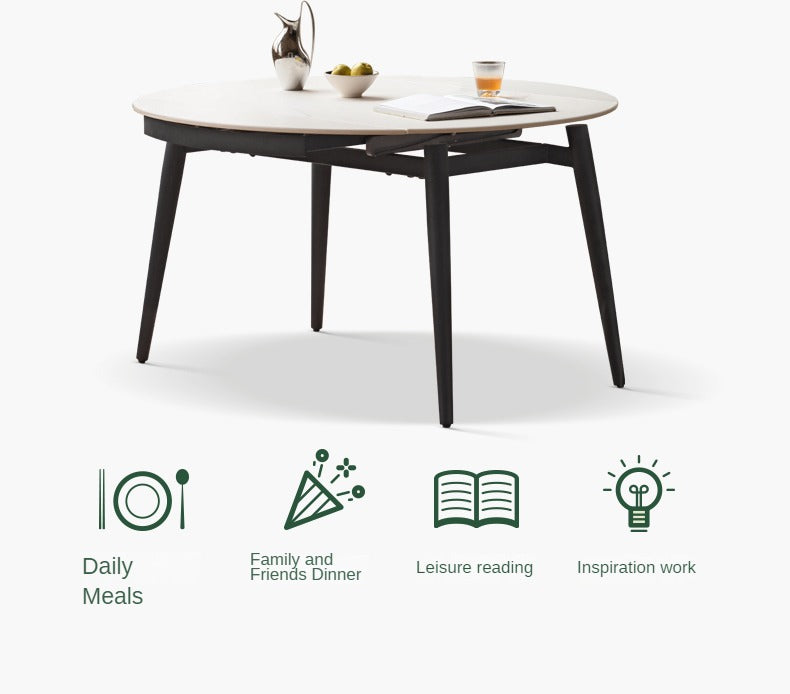 Folding Rock Table Metal Legs Light Luxury Round Dining Table