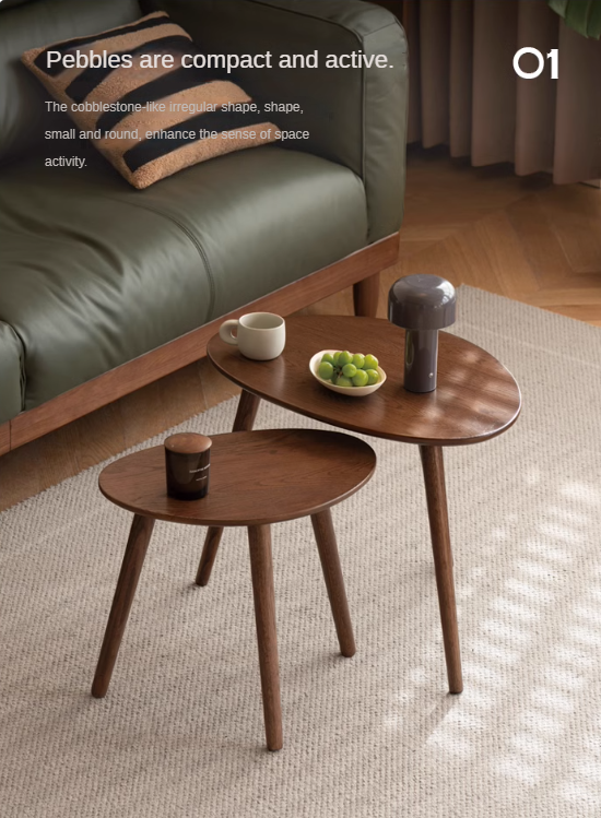 Rubberwood, Oak Solid Wood Walnut Color Side Table