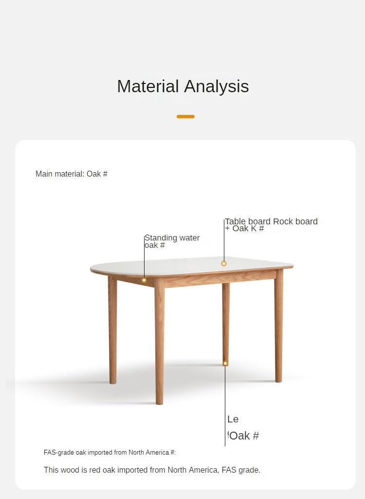 Oak, Beech Solid Wood Rock Slab Semi-Circular Dining Table